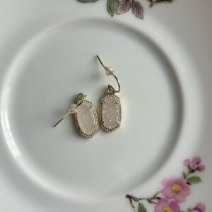 Kendra Scott Gold-Tone White Druzy Oval Drop Earrings